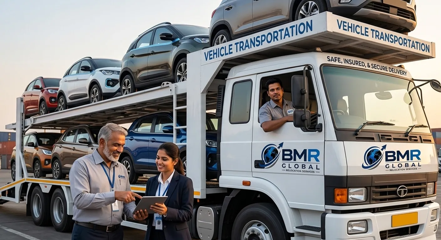 Car and bike transportation in enclosed vehicle carrier by BMR Global